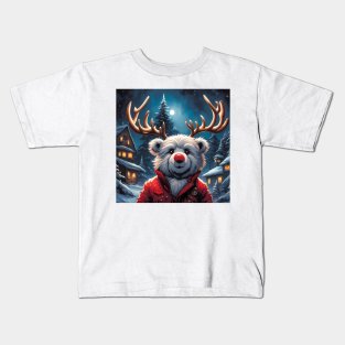 Teddy as Rudolf the Red Nose Reindeer Kids T-Shirt